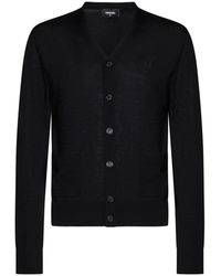 DSquared² - Truien & Vesten ,Zwart ,Wol V-Hals Wollen Vest - Lyst