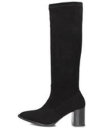 Notre-v - Schwarze Wildleder Stiefel Mit Hohem Absatz - Lyst