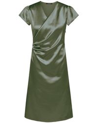 Bruuns Bazaar - Abito con drappeggi collo a v verde polvere - Lyst
