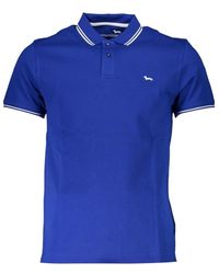 Harmont & Blaine - Tops ,Blauw ,Katoen Slim Fit Polo Met Korte Mouwen En Contrast - Lyst