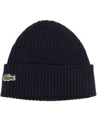 Lacoste - Cappello blu a coste con logo coccodrillo - Lyst
