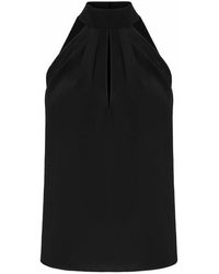 Philipp Plein - Tops ,Zwart ,Leer Silk Crepe De Chine Tie Neck Halter Top - Lyst