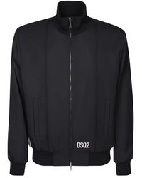 DSquared² - Jassen ,Zwart ,Wol Zwarte Jas Voor Mannen Aw 23 - Lyst