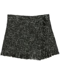 MSGM - Zwarte Franje Shorts - Lyst
