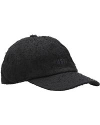 MSGM - Schwarzer Baumwoll-Texturierter Bouclé-Hut - Lyst