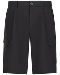 Herno - Korte Broeken ,Zwart ,Leer Cargo Shorts Met Plooidetail - Lyst