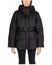 Calvin Klein - Schwarze jacke mit reißverschluss und taschen - Lyst