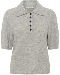 Gestuz - Tops ,Grijs ,Leer Polo Shirt - Lyst
