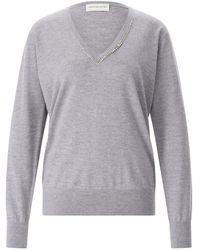 Dries Van Noten - Truien & Vesten ,Grijs ,Wol V-Hals Truien - Lyst