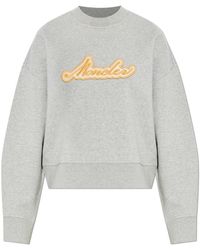Moncler - Hoodies & Sweatvesten ,Grijs ,Katoen Logo Sweatshirt - Lyst
