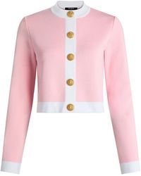 Balmain - Truien & Vesten ,Roze ,Gebreid Cardigan Met Knopen - Lyst