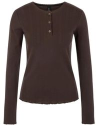 Marc Cain - Truien & Vesten ,Bruin ,Katoen Ajour Ronde Hals Gebreide Shirt - Lyst