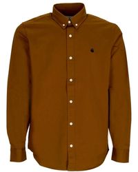 Carhartt - Shirt Met Lange Mouwen L/S Madison Shirt Deep H Bruin/Zwart - Lyst