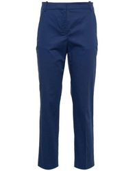 Pinko - Pantalones de twill azul con detalles de pliegue - Lyst