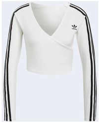 adidas - Camiseta blanca de manga larga con cuello en v - Lyst