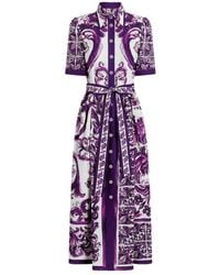 Dolce & Gabbana - 'Maiolica' Print Chemisier Dress - Lyst