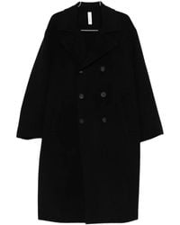 Hevò - Schwarzer Mantel Mit Doppelreihiger Knopfleiste Und Revers - Lyst