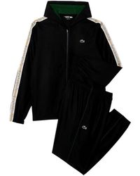 Lacoste - Zwart Gestreept Logo Tennis Tracksuit - Lyst