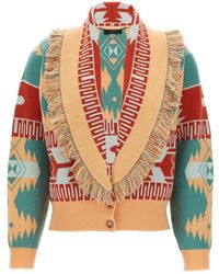 Alanui - Truien & Vesten ,Veelkleurig ,Wol Icon Jacquard Cardi-Bomber - Lyst