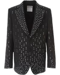 Moschino - Jassen ,Zwart ,Katoen Jacket Met Kristallen - Lyst