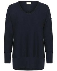 Part Two - Truien & Vesten ,Blauw ,Noura Pw Pu Strik 30309792 V-Hals Truien - Lyst