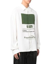 424 - Overhemden ,Wit ,Katoen Grafisch Print Shirt Wit Katoen - Lyst