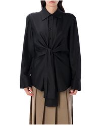 Rohe - Overhemden ,Zwart ,Zijden Geknoopte Shirt Zwart Aw 25 - Lyst