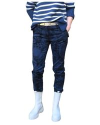 Mason's - Broeken ,Blauw ,Katoen Slim Velvet New York Broek Met Patroon - Lyst
