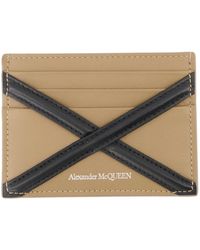 Alexander McQueen - Zweifarbiger lederkartenhalter,leder-kartenhalter mit harness-detail und logo-print - Lyst