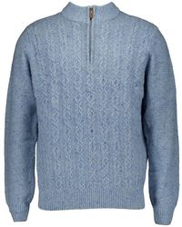 Fynch-Hatton - Truien & Vesten ,Blauw ,Zip Troyer - Lyst
