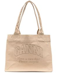Ganni - Cremefarbene taschen mit 16cm tiefe und 23cm griff - Lyst