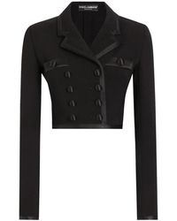 Dolce & Gabbana - Jassen ,Zwart ,Wol Korte Double-Breasted Jas Van Wolcrêpe - Lyst