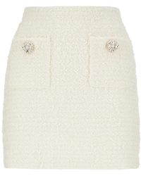 Self-Portrait - Rokken ,Wit ,Katoen Textured Knit Mini Skirt - Lyst