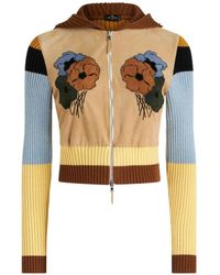 Etro - Jersey corto con capucha y bordado de flores de ante - Lyst