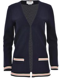Thom Browne - Katoenen Cardigan Met Geribbelde Afwerking - Lyst