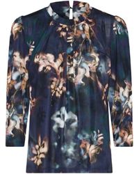iN FRONT - Blaue grazia bluse mit 3/4 ärmeln - Lyst