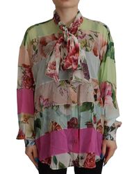 Dolce & Gabbana - Overhemd Dolce Gabbana Bloemen Zijden Blouse Tsh7868 - Lyst
