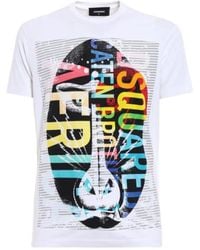 DSquared² - Tops ,Veelkleurig ,Katoen Stijlvol Wit T-Shirt - Lyst