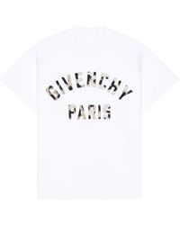 Givenchy - Paris Geborduurd Katoenen T-Shirt - Lyst