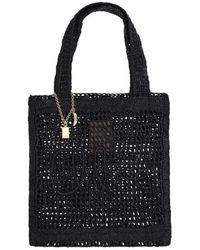 Chloé - Raffia Tote Tasche Mit Monogramm Und Bananenanhänger - Lyst