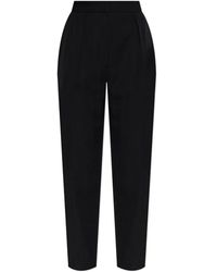 Balmain - Broeken ,Zwart ,Wol Wollen Broek Met Plooien - Lyst