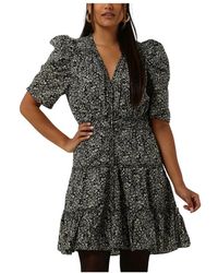 Second Female - Kleedjes ,Zwart ,Polyester Mikka Waist Jurk - Lyst