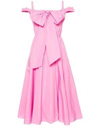Patou - Vestido midi rosa con hombros descubiertos - Lyst