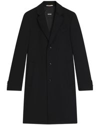 HUGO - Jassen ,Zwart ,Wol Zwarte Wol Kasjmier Lange Jas - Lyst
