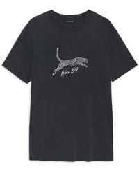 Anine Bing - Cool print magliette nera lavata - Lyst