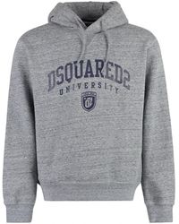 DSquared² - Hoodies & Sweatvesten ,Grijs ,Katoen Logo Print Hoodie - Lyst