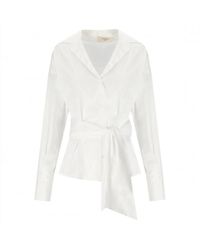 Weekend by Maxmara - Overhemden ,Wit ,Katoen Gekruiste Blouse Van Puur Katoenen Poplin - Lyst