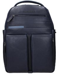 Piquadro - Blauer Leder-Rucksack Mit Mehreren Fächern - Lyst
