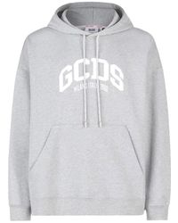 Gcds - Grauer logo loose hoodie,sweatshirts hoodies - Lyst