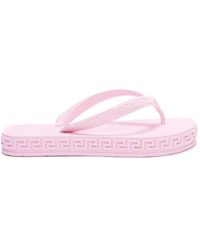 Versace Katoen Espadrilles Met Barokprint in het Roze Dames Schoenen voor voor Platte schoenen voor Espadrilles en sandalen 
